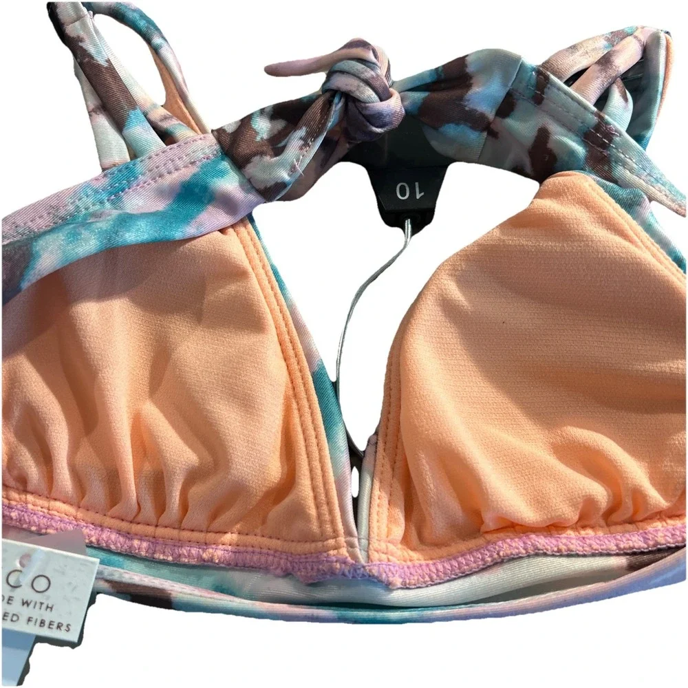Raisins Girl's 2 Pc MALIBU Bikini Shorts Pink Blue‎ Tie Dye Size 10 Swimsuit $34
